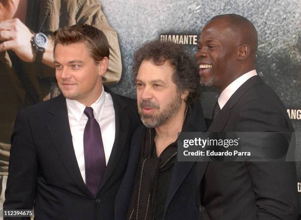 Leonardo DiCaprio, Edward Zwick and Djimon Hounsou