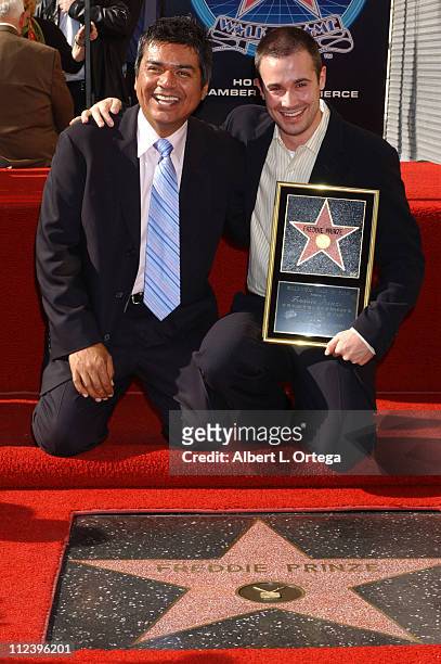 George Lopez and Freddie Prinze Jr. During Freddie Prinze Posthumously Honored with a Star on the Hollywood Walk of Fame for His Achievements in...