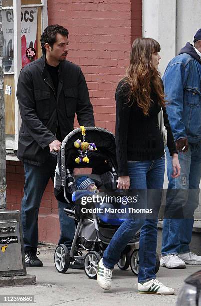 Guy Oseary and Michelle Alves with baby during Guy Oseary and Michelle Alves Sighting in SOHO - April 29, 2007 at SOHO in New York City, New York,...