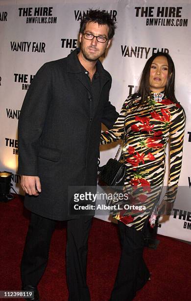 Simon Wakelin & Tia Carrere during "The Hire" Premiere at ArcLight Cinemas in Hollywood, California, United States.