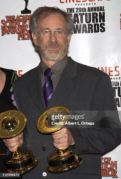 Steven Spielberg during The 29th Annual Saturn Awards By The Academy Of Science Fiction, Fantasy And Horror - Press Room at Renaissance Hotel in...