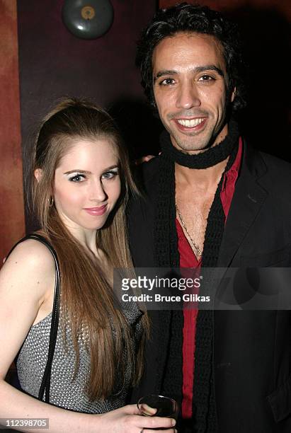 Brooke Sunny Moriber and Carlos Leon during "Aunt Dan and Lemon" Opening Night Party at The West Bank Cafe in New York City, New York, United States.