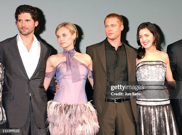 Eric Bana, Diane Kruger, Brad Pitt and Rose Byrne during "Troy" Tokyo Premiere - Inside at Nippon Budokan in Tokyo, Japan.