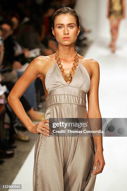 Model wearing Juan Carlos Obando Spring 2006 during Mercedes-Benz Spring 2006 L.A. Fashion Week at Smashbox Studios - Juan Carlos Obando - Runway at...