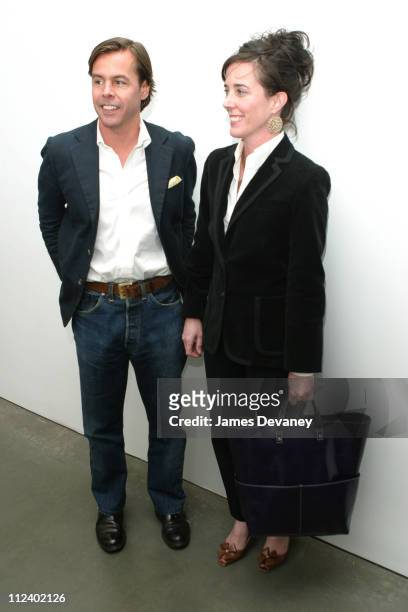 Andy Spade and Kate Spade during Canine Cocktail Party 2003 to benefit Art for Animals at Gagosian Gallery in New York City, New York, United States.