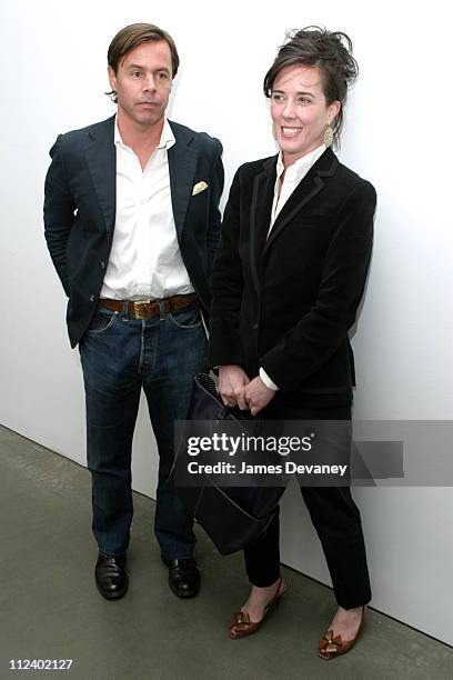 Andy Spade and Kate Spade during Canine Cocktail Party 2003 to benefit Art for Animals at Gagosian Gallery in New York City, New York, United States.