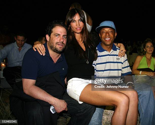 Brett Ratner, Alina Puscau and Russell Simmons during Flaunt Your Flirt: A Benefit for VH1 Save The Music - July 28, 2006 at Home of Jaci & Morris L....