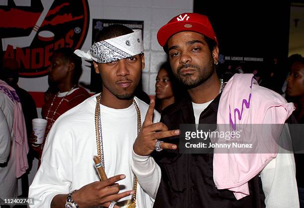 Juelz Santana and Jim Jone during The Official Welcome Back Concert - Backstage at Nassau Coliseum in New York City, New York, United States.