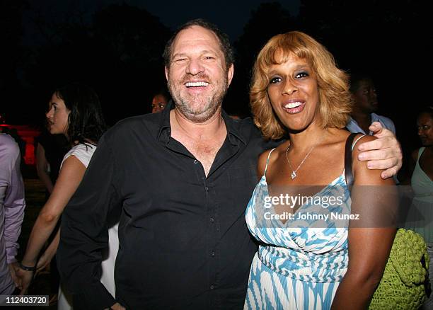 Harvey Weinstein and Gayle King during Art for Life Benefit Sponsored by Platinum Sponsors Target and Motorola at East Hampton Estate of Russell...