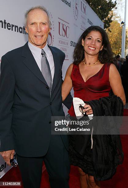 Clint Eastwood and wife Dina Ruiz-Eastwood during 75th Diamond Jubilee Celebration for the USC School of Cinema-Television - Red Carpet at University...