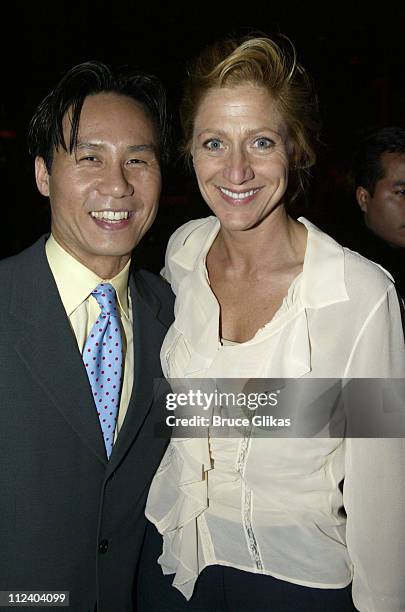 Wong and Edie Falco during B.D.Wong Book Release Party for "Following Foo: " at Ruby Foo's in New York City, New York, United States.