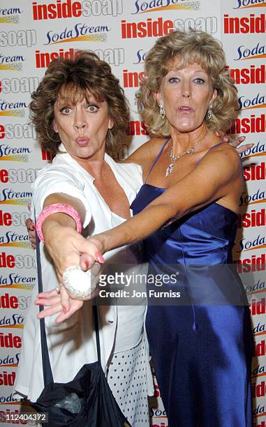 Amanda Barrie and Sue Nichols during The Inside Soap Awards 2004 - Press Room at La Rascasse, Cafe Grand Prix in London, Great Britain.