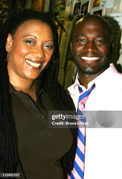 Freddie Walker and Taye Diggs during "Rent" Celebrates 10th Anniversary on Broadway - April 24, 2006 at The Nederlander Theater in New York, New...