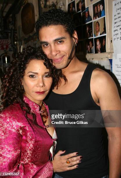 Daphne Rubin Vega and Wilson Hermaine Jeredia during "Rent" Celebrates 10th Anniversary on Broadway - April 24, 2006 at The Nederlander Theater in...