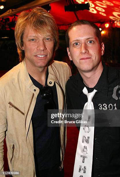 Jon Bon Jovi and Matt Caplan, current cast member during "Rent" Celebrates 10th Anniversary on Broadway - April 24, 2006 at The Nederlander Theater...