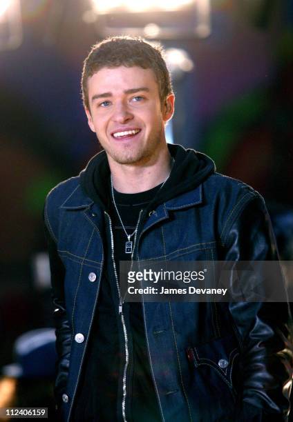 Justin Timberlake during Justin Timberlake Performs in Times Square As Part of MTV's Spankin New Music Week at Times Square in New York, New York,...