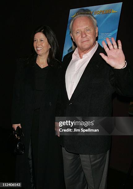 Anthony Hopkins and wife during "The World's Fastest Indian" New York Screening - Arrivals at Tribeca Grand Hotel in New York City, New York, United...