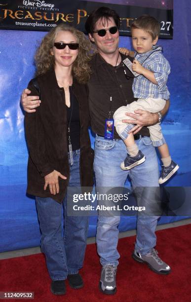 Thomas Gibson, wife Cristina and son James Parker during "Treasure Planet" Premiere at The Cinerama Dome in Hollywood, California, United States.