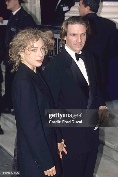 Ralph Fiennes with wife Alex Kingston at the 1999 BAFTA Awards