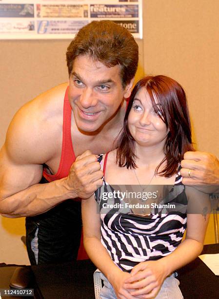 Lou Ferrigno and fan during London Film & Comic Convention - June 25, 2005 at Earls Court 2 in London, Great Britain.