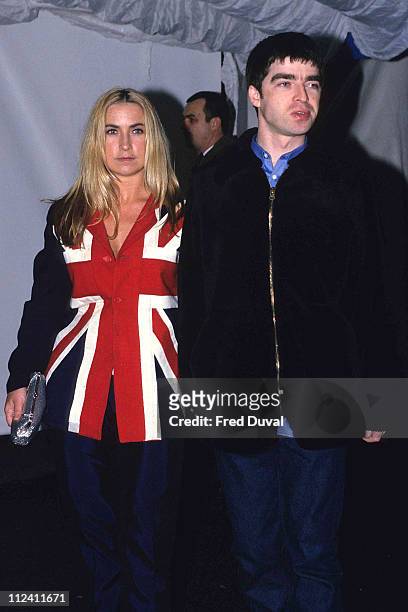 Noel Gallagher of Oasis with Meg Matthews at the Brit Awards in 1995