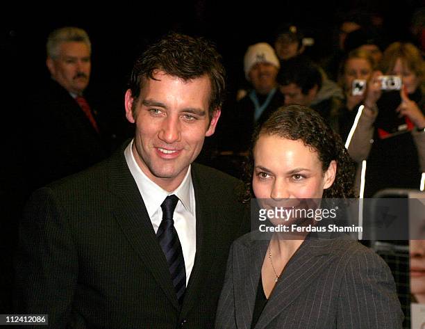 Clive Owen and Sarah-Jane Fenton during "Closer" London Premiere - Arrivals at Curzon Mayfair in London, Great Britain.