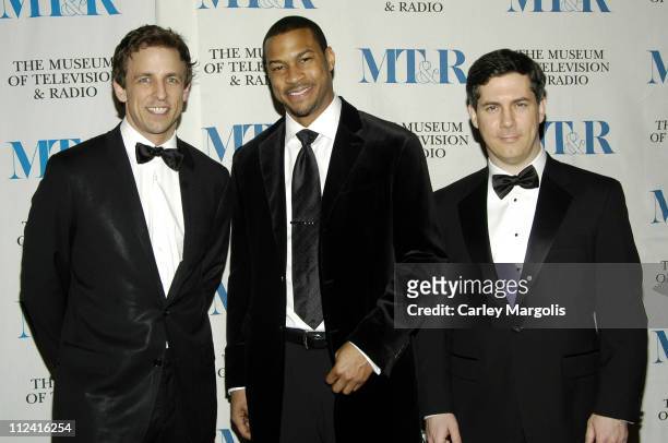 Seth Meyers, Finesse Mitchell and Chris Parnell during The Museum of Television & Radio Honor Bob Wright and "Saturday Night Live" at its Annual New...
