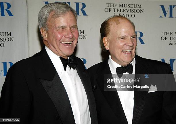 Tom Brokaw and Bob Wright during The Museum of Television & Radio Honor Bob Wright and "Saturday Night Live" at its Annual New York Gala at Waldorf...