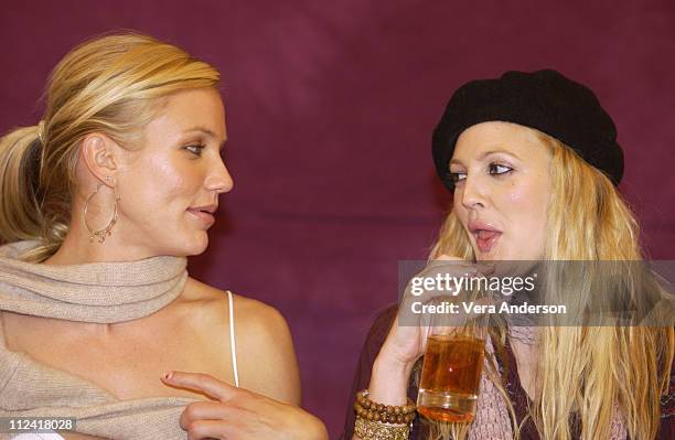 Cameron Diaz and Drew Barrymore during "Charlie's Angels: Full Throttle" Press Conference with Cameron Diaz, Drew Barrymore, Lucy Liu and McG at Casa...