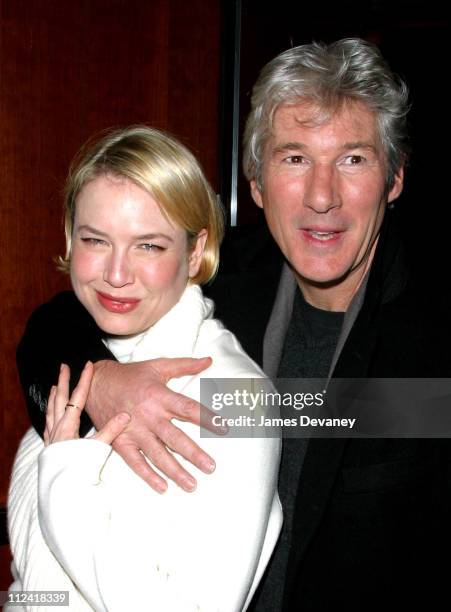 Renee Zellweger wearing Jil Sander & Richard Gere during Anna Wintour and Harvey Weinstein Co-host Screening of "Chicago" at Tribeca Grand Hotel in...