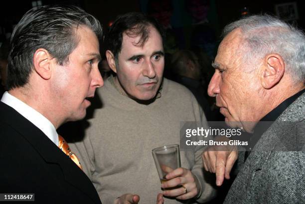 Richard Kind, Alan Ruck and Mel Brooks during The Cast of "The Producers" Welcome Richard Kind and Alan Ruck of "Spin City" to Broadway at The St....
