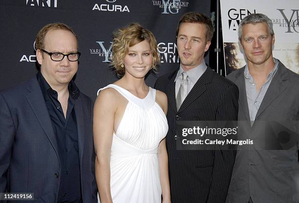 Paul Giamatti, Jessica Biel, Edward Norton and Neil Burger, writer/director