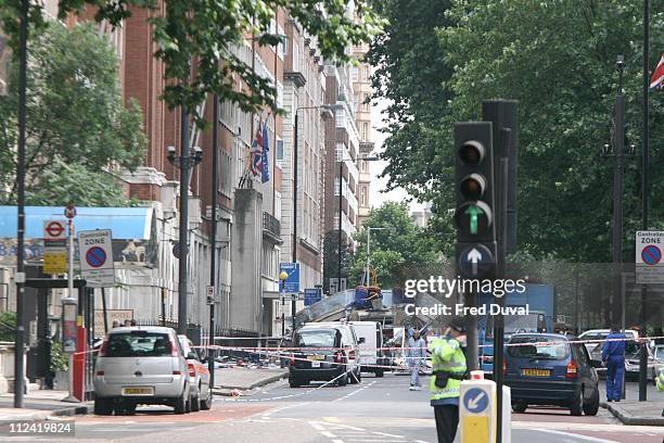 London's King's Cross area after bombs exploded during a terror attack around London on Thursday, July 7, 2005.