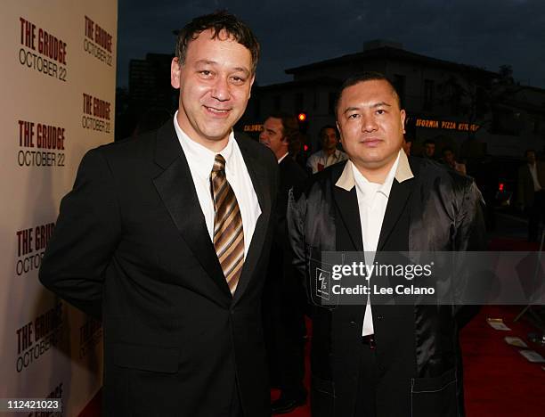 Producers Sam Raimi and Taka Ichise during "The Grudge" - Los Angeles Premiere - Red Carpet at Mann Village Theater in Westwood, California, United...