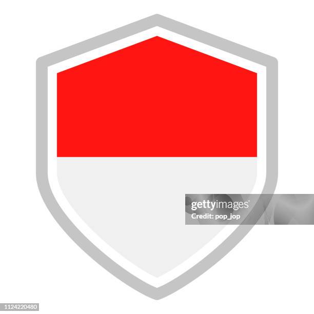 indonesia - shield flag vector flat icon - indonesia flag stock illustrations