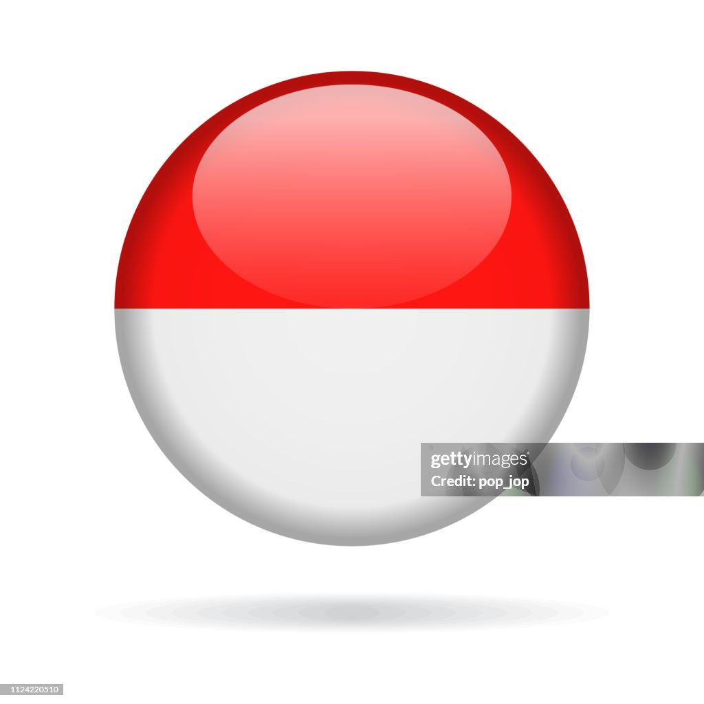 Indonesia - redondo brillante icono de bandera Vector