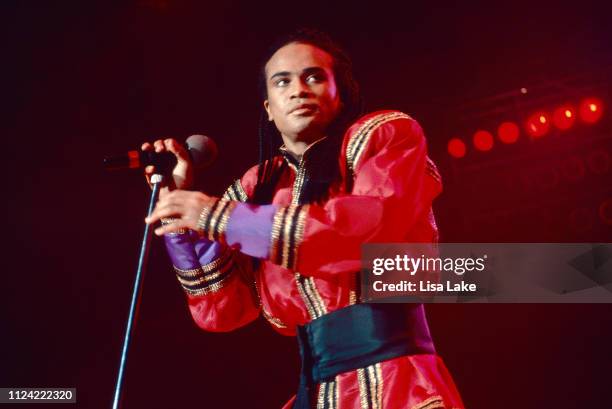 Milli Vanilli singer Rob Pilatus performs at Stabler Arena on April 13 in Bethlehem, Pennsylvania.