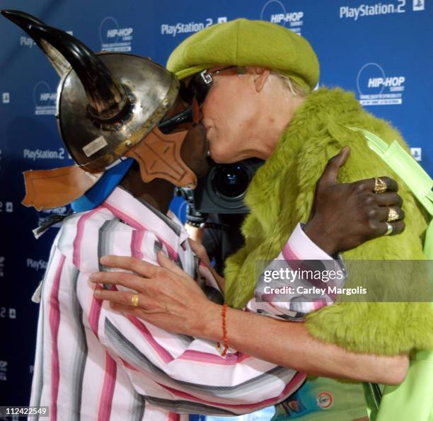 Flavor Flav and Brigitte Nielsen during Sony Playstation 2 Teams with Russel Simmons and the Hip-Hop Summit Action Network to "Race to the Polls" -...