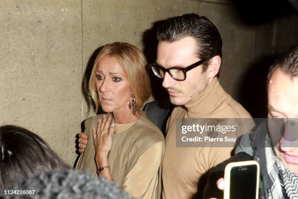 Celine Dion and Pepe Munoz arrive at the Valentino Haute Couture Spring Summer 2019 show as part of Paris Fashion Week on January 23, 2019 in Paris,...