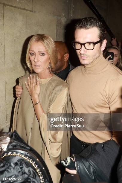 Celine Dion and Pepe Munoz arrive at the Valentino Haute Couture Spring Summer 2019 show as part of Paris Fashion Week on January 23, 2019 in Paris,...