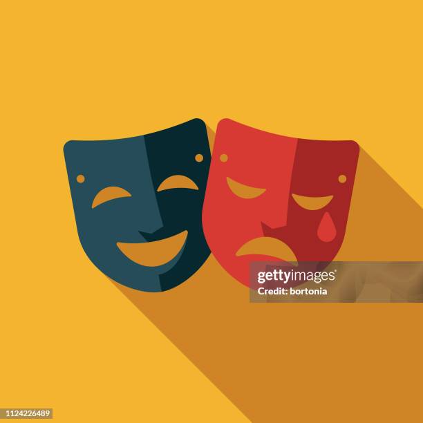 illustrazioni stock, clip art, cartoni animati e icone di tendenza di icona del film di recitazione - theatrical masks