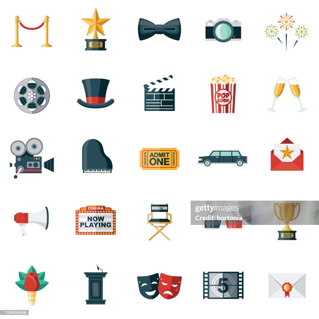 Movie Flat Design Icon Set