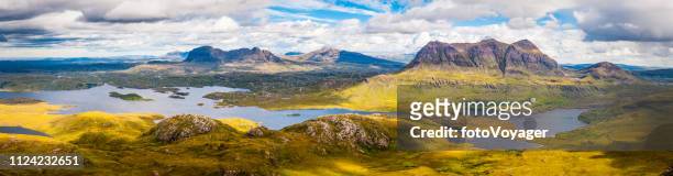 scotland highlands assynt mountain wilderness suilven cul mor panorama - silentfoto heather stock pictures, royalty-free photos & images