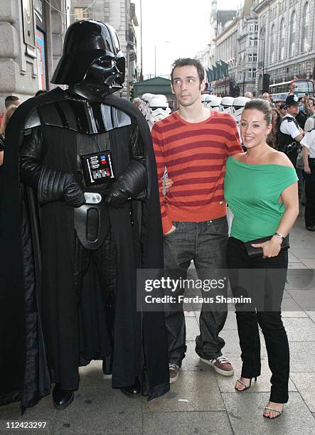 Ralf Little and guest with "Darth Vader" during "Star Wars Shortened!" - UK Gala Performance at Criterion Theatre in London, Great Britain.