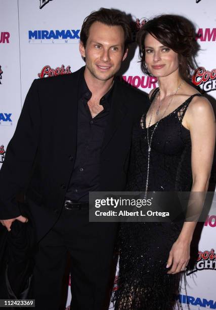 Christian Slater and wife Ryan Haddon during The 60th Annual Golden Globe Awards - Miramax After-Party - Arrivals at Trader Vic's in Beverly Hills,...