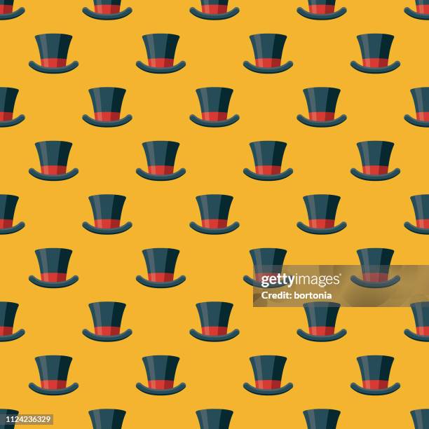 movies seamless pattern - top hat stock illustrations
