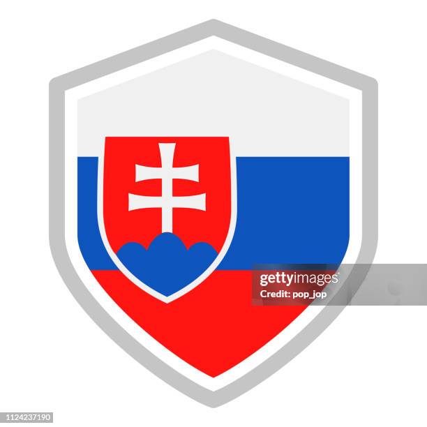 slovakia - shield flag vector flat icon - bratislava stock illustrations