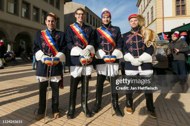 Participants gather in front of the Landtag of the Principality of Liechtenstein to march to mark the 300th anniversary of the founding of...