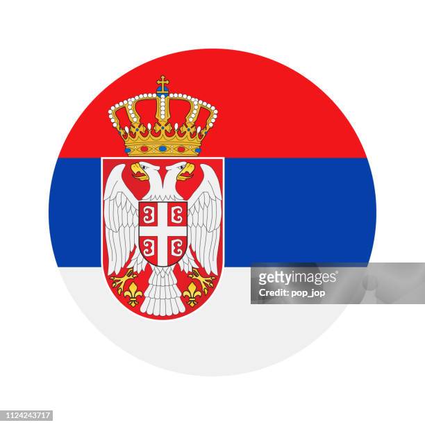 serbia - round flag vector flat icon - serbian flag stock illustrations