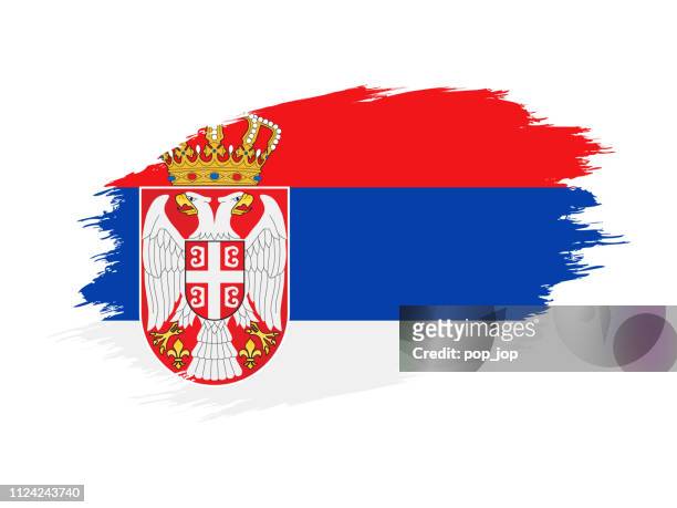 serbia - grunge flag vector flat icon - serbian flag stock illustrations
